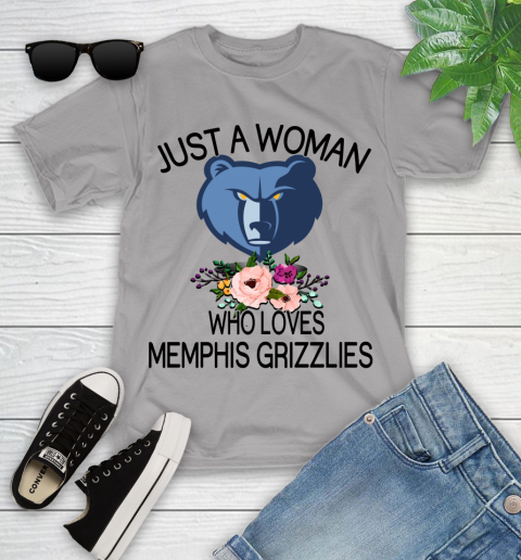 NBA Just A Woman Who Loves Memphis Grizzlies Basketball Sports Youth T-Shirt 2