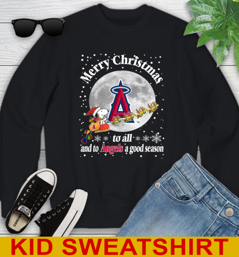 Los Angeles Angels Merry Christmas To All And To Angels A Good Season MLB Baseball Sports Youth Sweatshirt