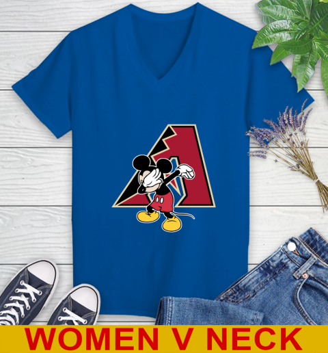 Arizona Diamondbacks MLB Baseball Dabbing Mickey Disney Sports Women's V-Neck T-Shirt 11