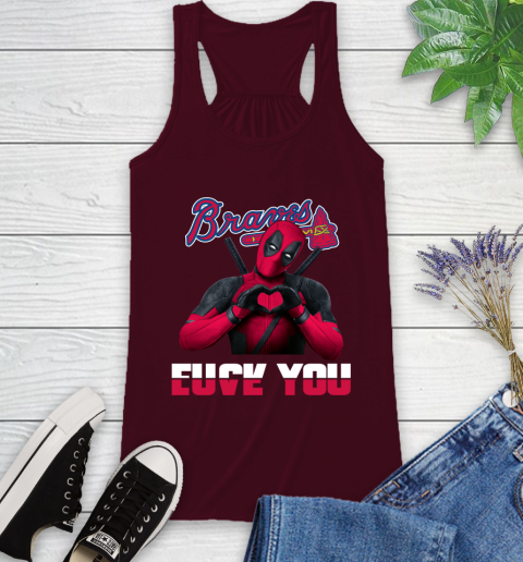 MLB Atlanta Braves Deadpool Love You Fuck You Baseball Sports Racerback Tank 2