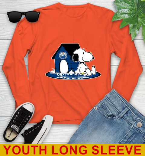 NHL Hockey Edmonton Oilers Snoopy The Peanuts Movie Shirt Youth Long Sleeve 4
