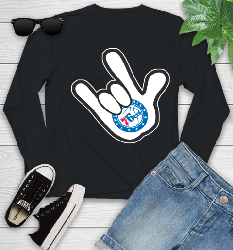 Philadelphia 76ers NBA Basketball Mickey Rock Hand Disney Youth Long Sleeve 2