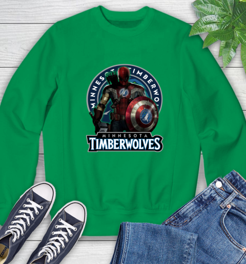 Minnesota Timberwolves NBA Basketball Captain America Thor Spider Man Hawkeye Avengers Sweatshirt 6