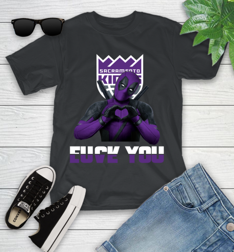 NBA Sacramento Kings Deadpool Love You Fuck You Basketball Sports Youth T-Shirt