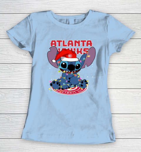 Atlanta Hawks NBA noel stitch Basketball Christmas Women's T-Shirt 4