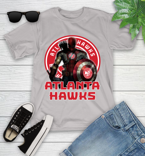 Atlanta Hawks NBA Basketball Captain America Thor Spider Man Hawkeye Avengers Youth T-Shirt 12