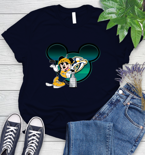 NHL Nashville Predators Stanley Cup Mickey Mouse Disney Hockey T Shirt Women's T-Shirt 3
