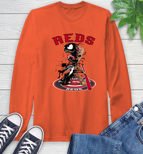 MLB Cincinnati Reds Baseball Venom Groot Guardians Of The Galaxy Long Sleeve T-Shirt 5
