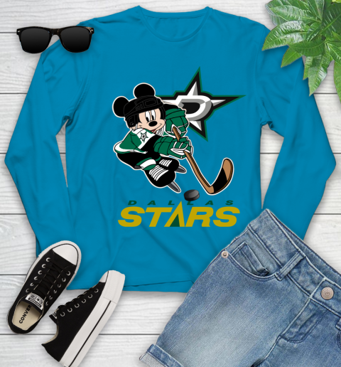 NHL Dallas Stars Mickey Mouse Disney Hockey T Shirt Youth Long Sleeve 7