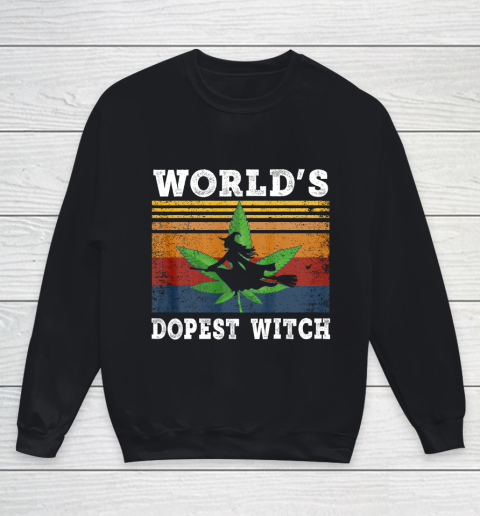 World s Dopest Witch Halloween Weed Retro Vintage Youth Sweatshirt