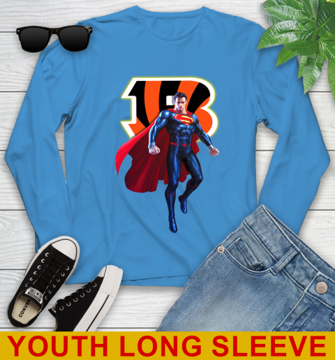 NFL Superman DC Sports Football Cincinnati Bengals Youth Long Sleeve 8