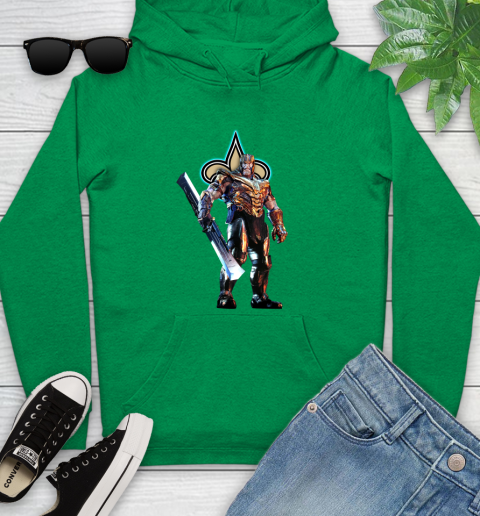 NFL Thanos Gauntlet Avengers Endgame Football New Orleans Saints Youth Hoodie 7