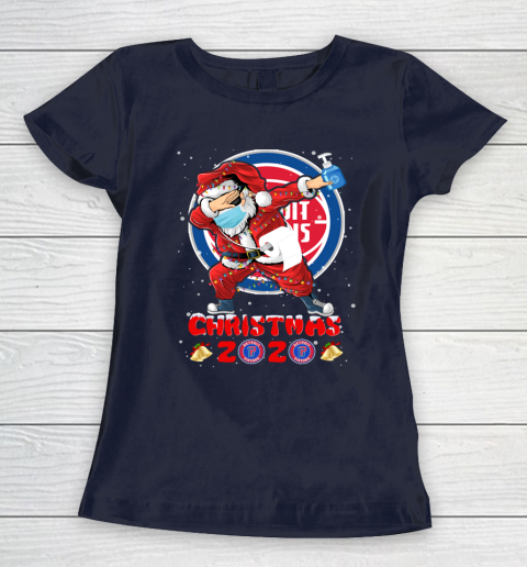 Detroit Pistons Funny Santa Claus Dabbing Christmas 2020 NBA Women's T-Shirt 2