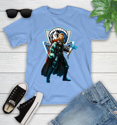 NBA Thor Avengers Endgame Basketball Dallas Mavericks Youth T-Shirt 11