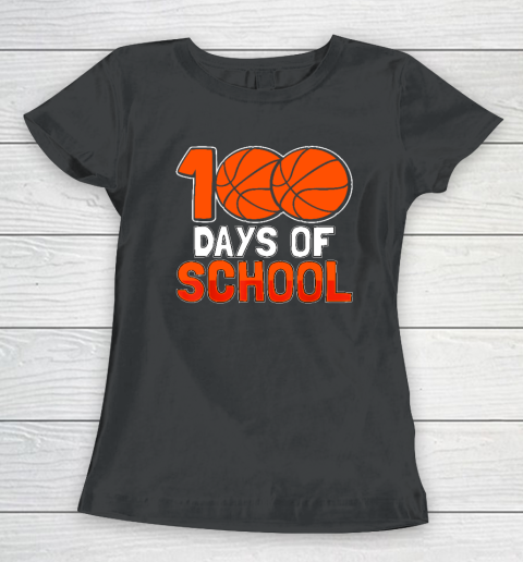 100th Day Student Boys Girls Basketball 100 Days Of School Women's T-Shirt