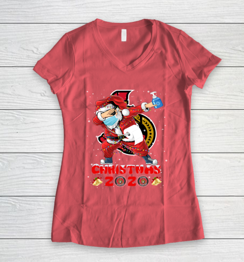 Ottawa Senators Funny Santa Claus Dabbing Christmas 2020 NHL Women's V-Neck T-Shirt 4
