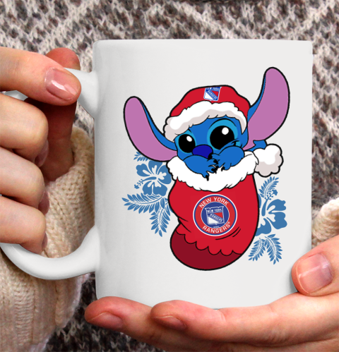 New York Rangers Christmas Stitch In The Sock Funny Disney NHL Ceramic Mug 11oz 2