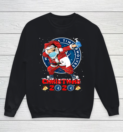 Minnesota Timberwolves Funny Santa Claus Dabbing Christmas 2020 NBA Youth Sweatshirt