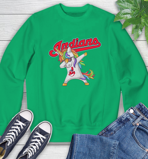 Cleveland Indians MLB Baseball Funny Unicorn Dabbing Sports Sweatshirt 6