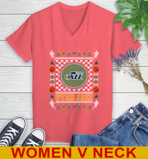Utah Jazz Merry Christmas NBA Basketball Loyal Fan Women's V-Neck T-Shirt 6