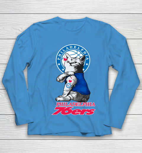 NBA Basketball My Cat Loves Philadelphia 76ers Youth Long Sleeve 6 NBA Basketball My Cat Loves Philadelphia 76ers Youth Long Sleeve - Image 6