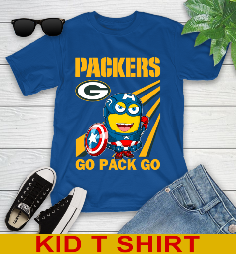 NFL Football Green Bay Packers Captain America Marvel Avengers Minion Shirt Youth T-Shirt 10