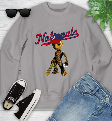MLB Washington Nationals Groot Guardians Of The Galaxy Baseball Youth Sweatshirt 4