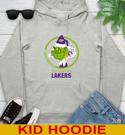 Los Angeles Lakers NBA Christmas Grinch I Hate People But I Love My Favorite Basketball Team Youth Hoodie