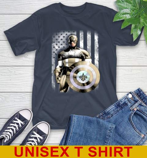 New Orleans Saints NFL Football Captain America Marvel Avengers American Flag Shirt T-Shirt 3