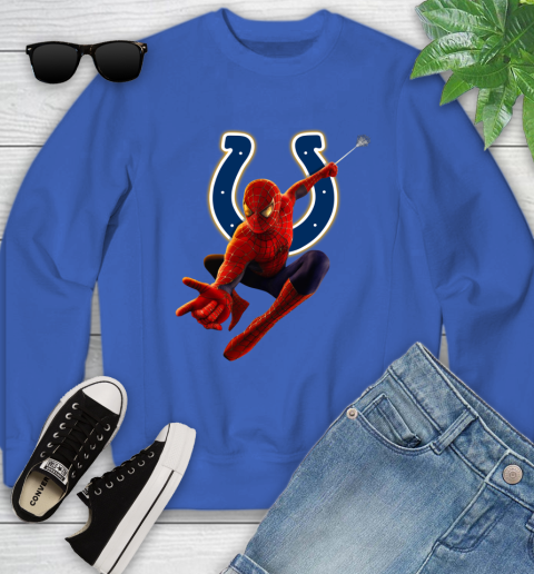 NFL Spider Man Avengers Endgame Football Indianapolis Colts Youth Sweatshirt 8