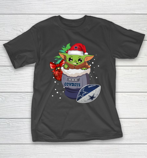 Dallas Cowboys Christmas Baby Yoda Star Wars Funny Happy NFL T-Shirt 2