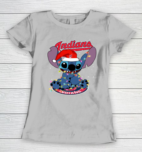 Cleveland Indians MLB noel stitch Baseball Christmas Women's T-Shirt 3