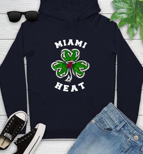 NBA Miami Heat Three Leaf Clover St Patrick's Day Basketball Sports Youth Hoodie 3