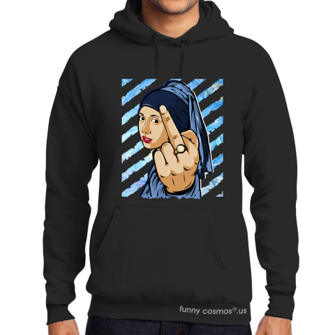 Air Jordan 1 Obsidian UNC Matching Sneaker Tshirt The girl With The Pearl Earing Middle Finger Blue and white Jordan Tshirt