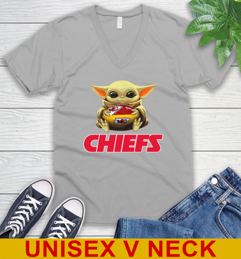 NFL Football Kansas City Chiefs Baby Yoda Star Wars Shirt V-Neck T-Shirt 4