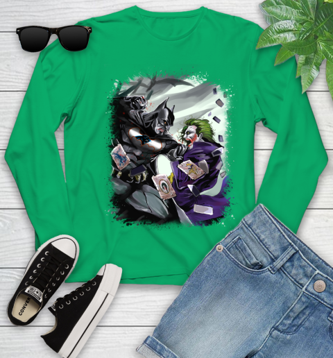 Carolina Panthers NFL Football Batman Fighting Joker DC Comics Youth Long Sleeve 6