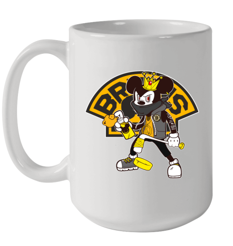 Boston Bruins NHL Hockey Mickey Peace Sign Sports Ceramic Mug 15oz