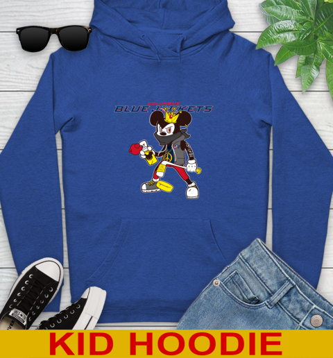 Columbus Blue Jackets NHL Hockey Mickey Peace Sign Sports Youth Hoodie 10