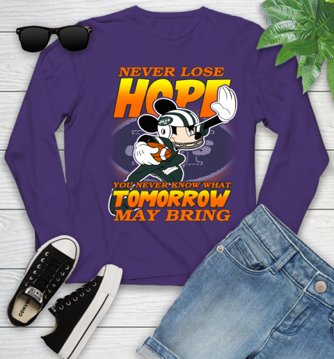 New York Jets NFL Football Mickey Disney Never Lose Hope Youth Long Sleeve 4