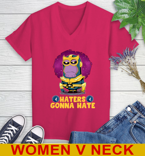 NBA Basketball Minnesota Timberwolves Haters Gonna Hate Thanos Minion Marvel Shirt Women's V-Neck T-Shirt 10