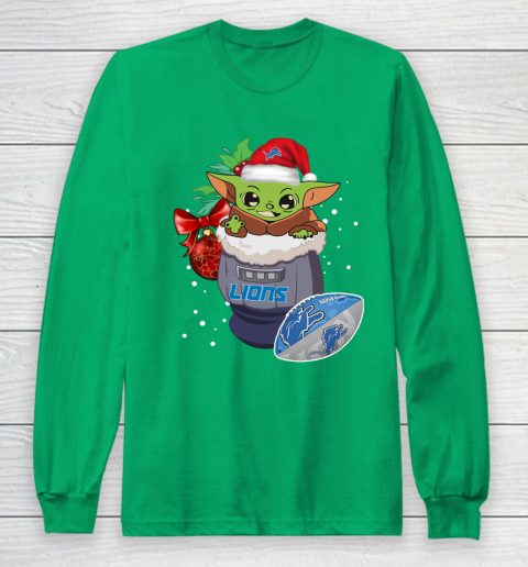 Detroit Lions Christmas Baby Yoda Star Wars Funny Happy NFL Long Sleeve T-Shirt 7