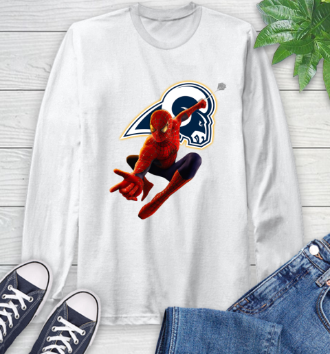 NFL Spider Man Avengers Endgame Football Los Angeles Rams Long Sleeve T-Shirt