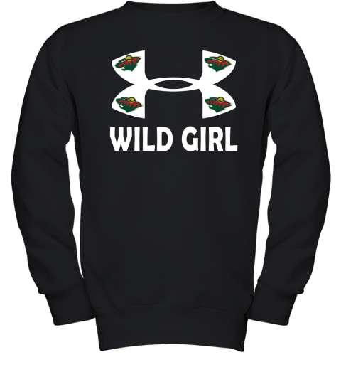 NHL Minnesota Wild Girl Under Armour Hockey Sports 05jGKLPqUY0 youth sweatshirt 47 95 151514 front black
