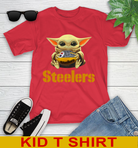 NFL Football Pittsburgh Steelers Baby Yoda Star Wars Shirt Youth T-Shirt 10