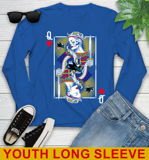 NHL Hockey San Jose Sharks The Queen Of Hearts Card Shirt Youth Long Sleeve - Image 11