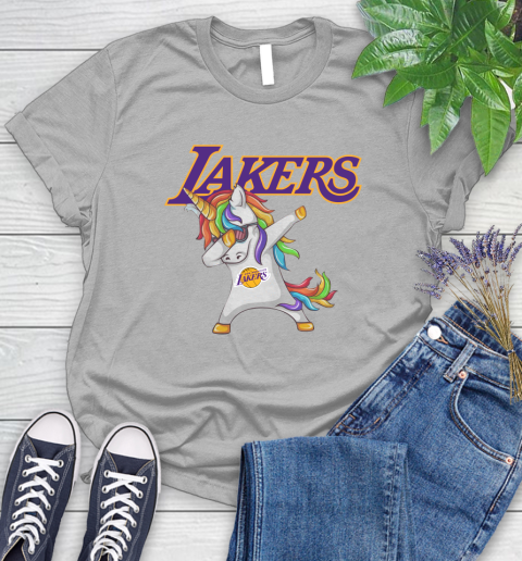 Los Angeles Lakers NBA Basketball Funny Unicorn Dabbing Sports Women's T-Shirt 5