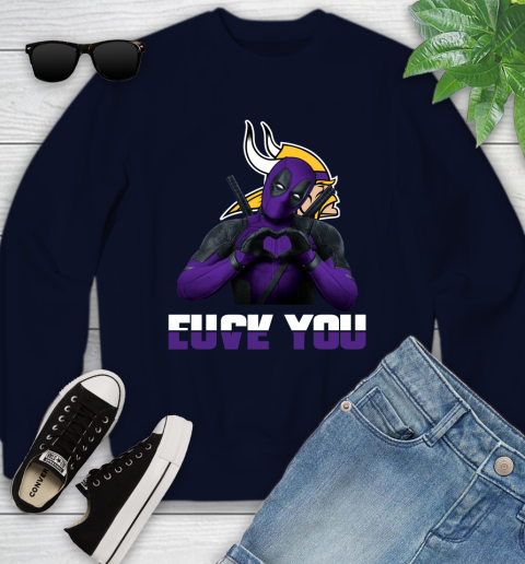 NHL Minnesota Vikings Deadpool Love You Fuck You Football Sports Youth Sweatshirt 2