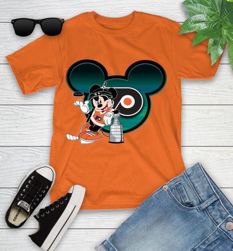 NHL Philadelphia Flyers Stanley Cup Mickey Mouse Disney Hockey T Shirt Youth T-Shirt 7