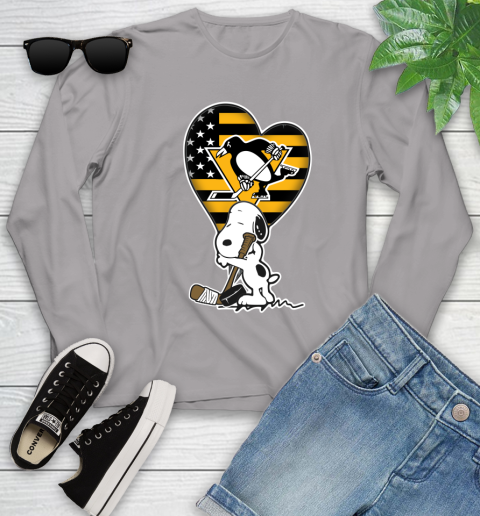 Pittsburgh Penguins NHL Hockey The Peanuts Movie Adorable Snoopy Youth Long Sleeve 5