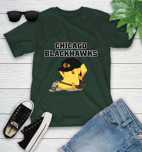 NHL Pikachu Hockey Sports Chicago Blackhawks Youth T-Shirt 5